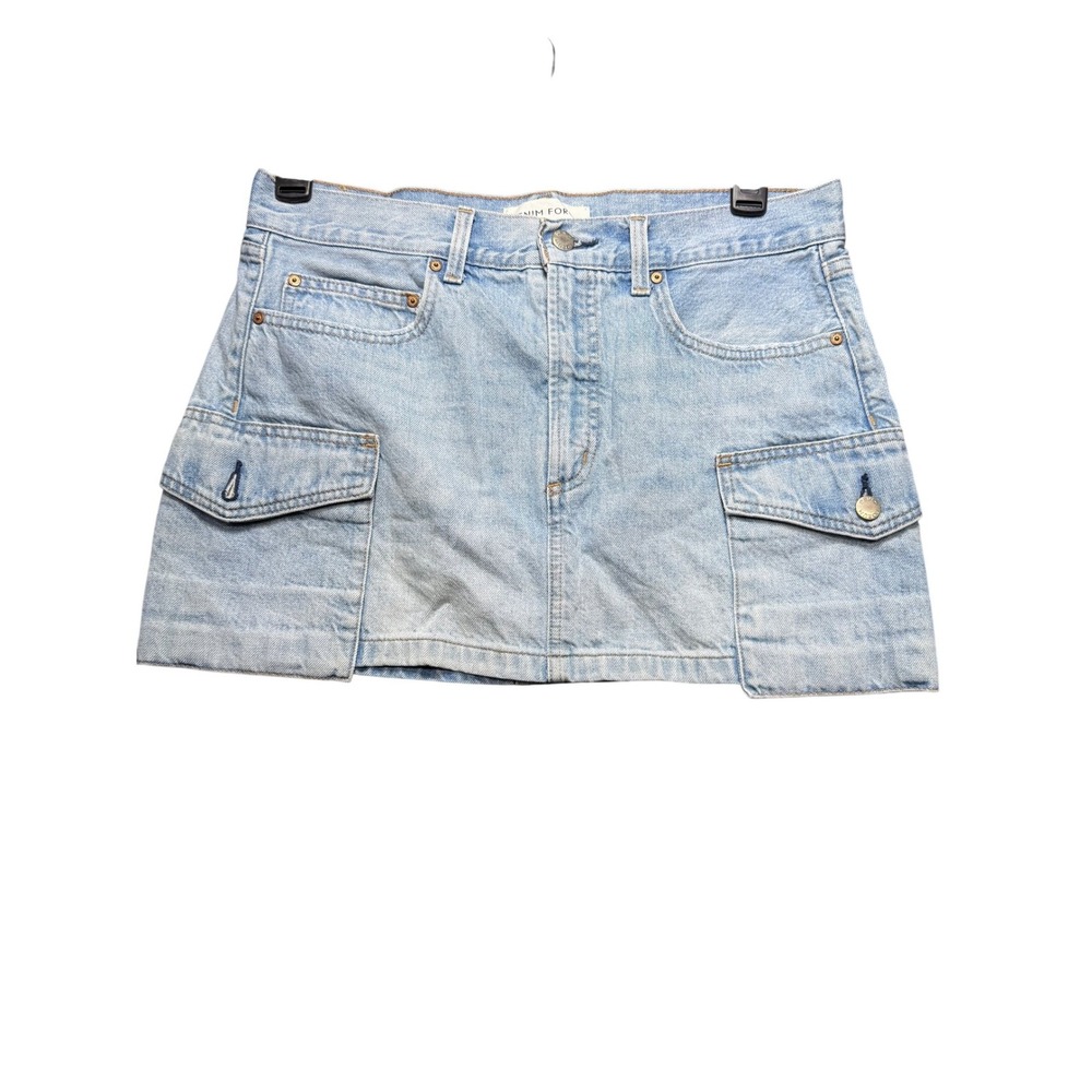 Denim Forum The '90s‎ Mid-Rise Cargo Mini Skirt Women 29 Light Blue Cargo